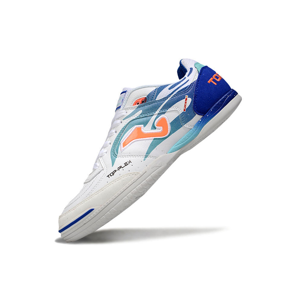 Chuteira Futsal Joma Top Flex Rebound IC Branco, Azul e Verde