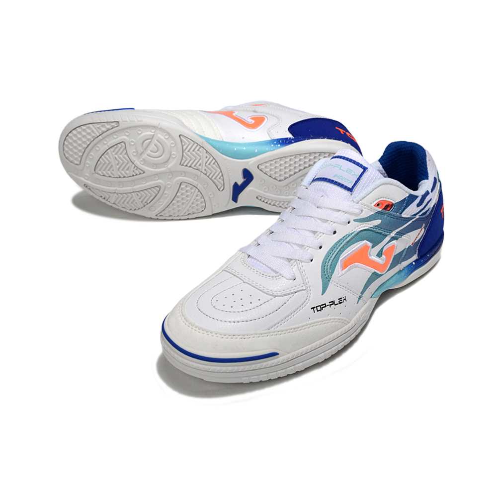 Chuteira Futsal Joma Top Flex Rebound IC Branco, Azul e Verde
