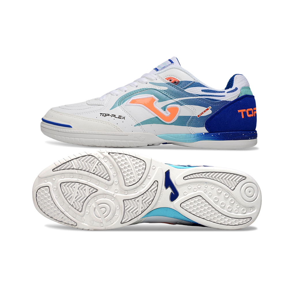Chuteira Futsal Joma Top Flex Rebound IC Branco, Azul e Verde