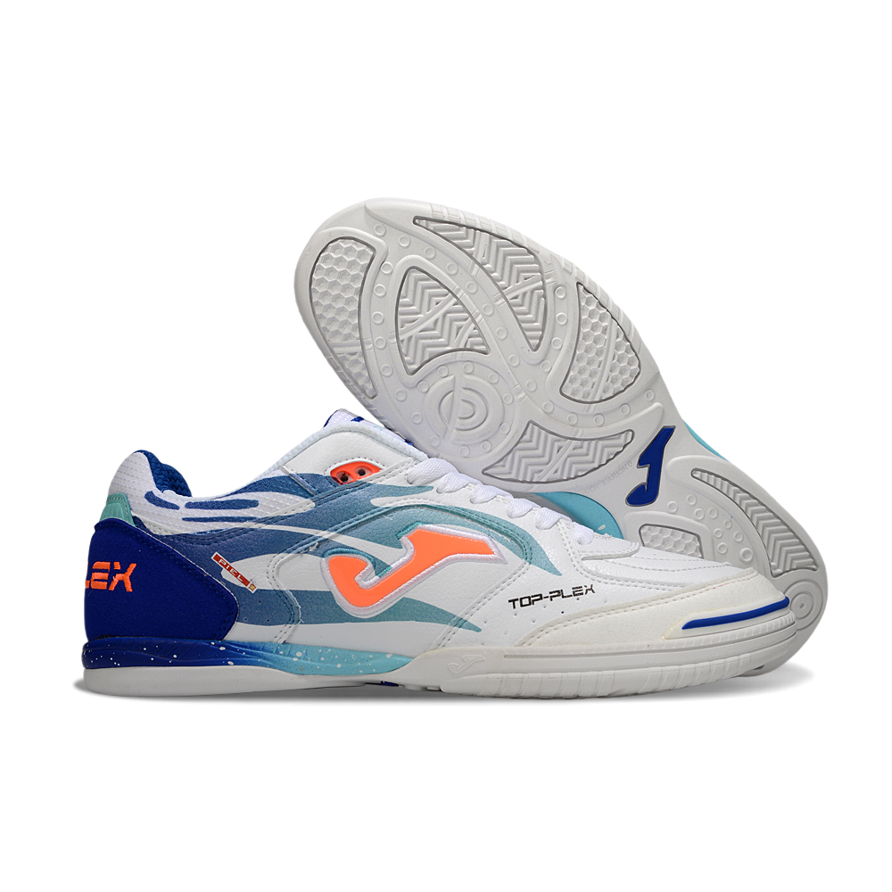 Chuteira Futsal Joma Top Flex Rebound IC Branco, Azul e Verde