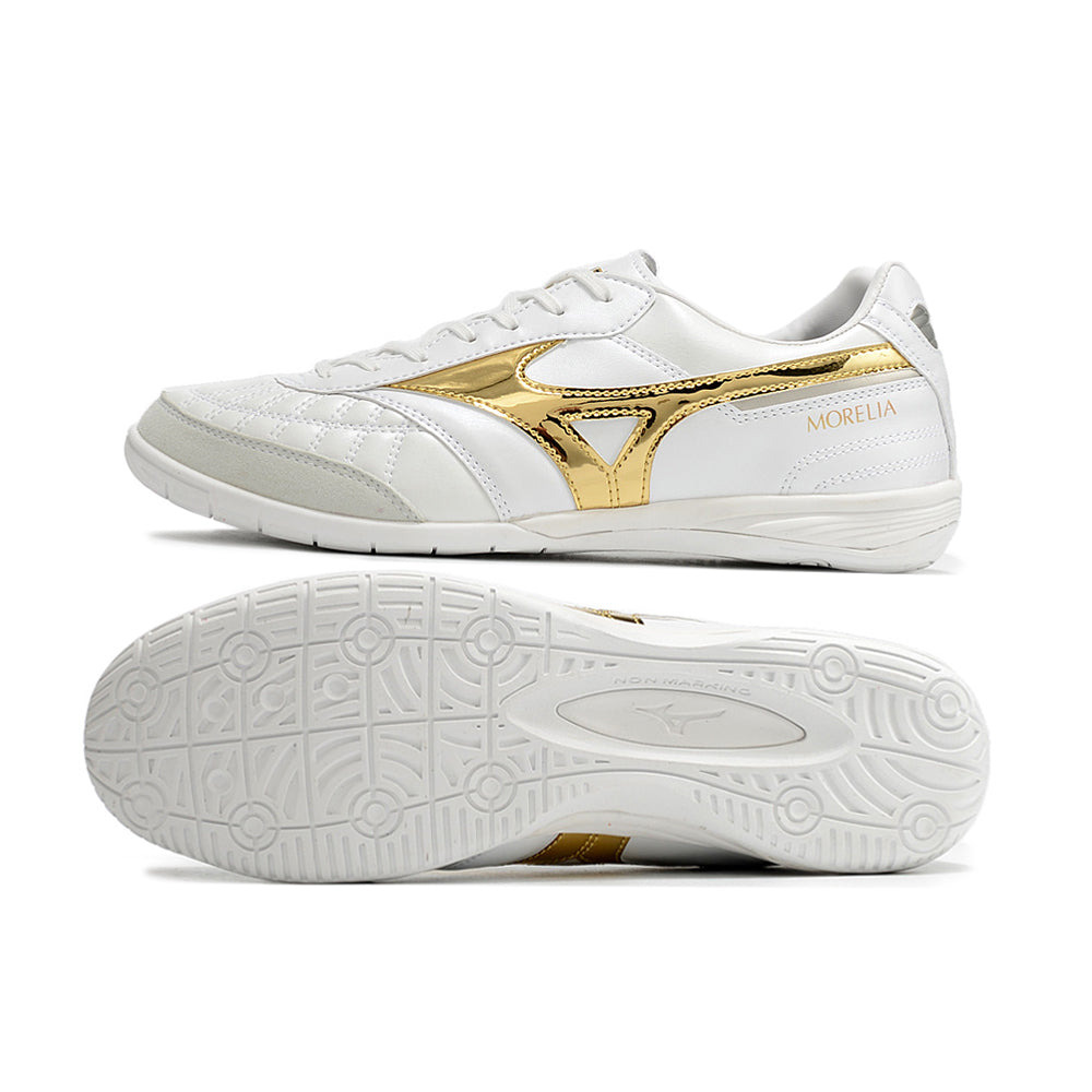 Chuteira Futsal Mizuno Morelia Sala IC Branca e Dourada