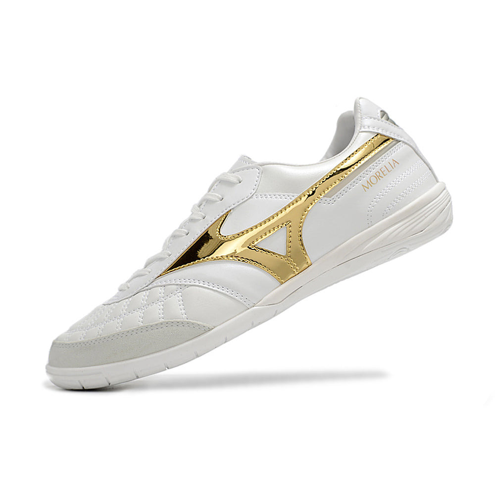 Chuteira Futsal Mizuno Morelia Sala IC Branca e Dourada