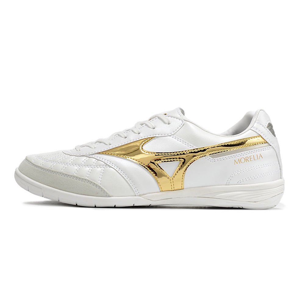 Chuteira Futsal Mizuno Morelia Sala IC Branca e Dourada