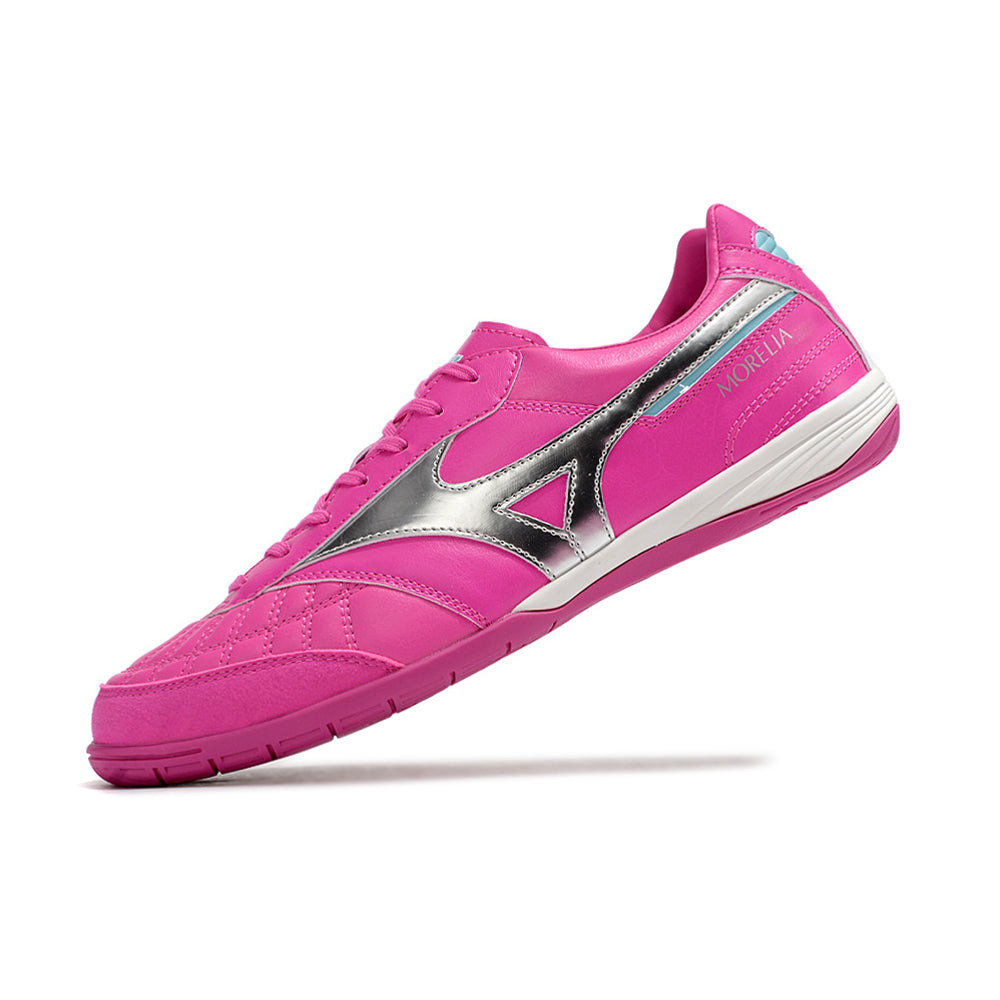 Chuteira Futsal Mizuno Morelia Sala IC Rosa e Prata