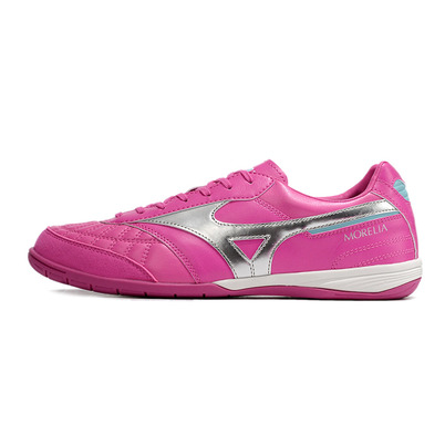 Chuteira Futsal Mizuno Morelia Sala IC Rosa e Prata