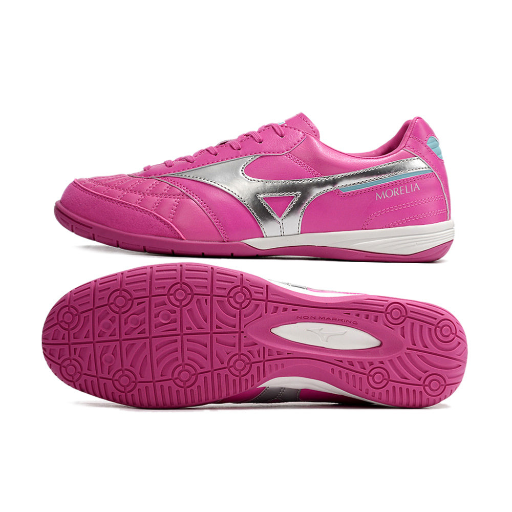 Chuteira Futsal Mizuno Morelia Sala IC Rosa e Prata