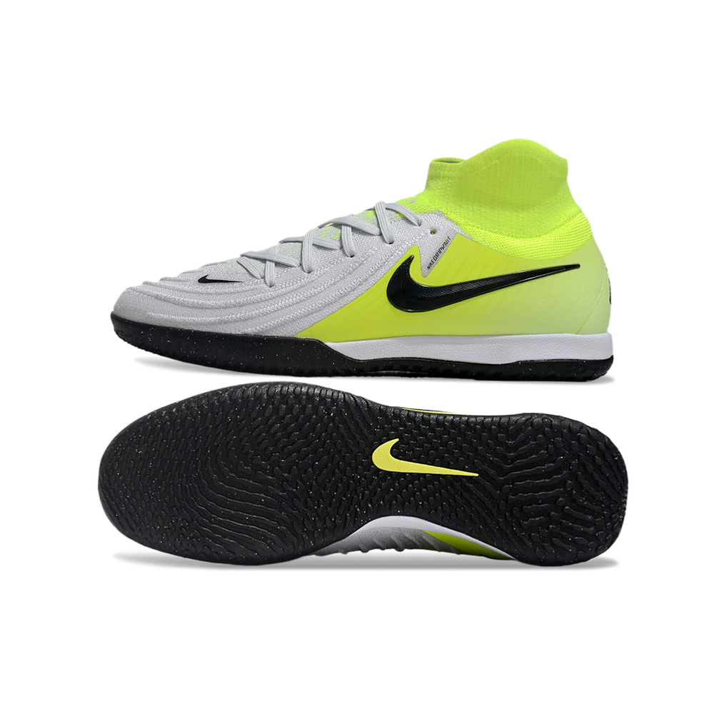 Chuteira Futsal Nike Phantom Luna Elite IC Cinza e Verde 