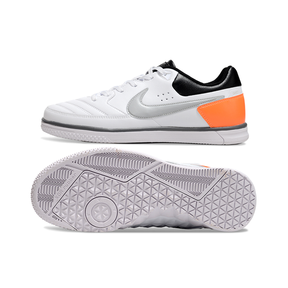 Chuteira Futsal Nike 5 StreetGato IC Branco e Laranja