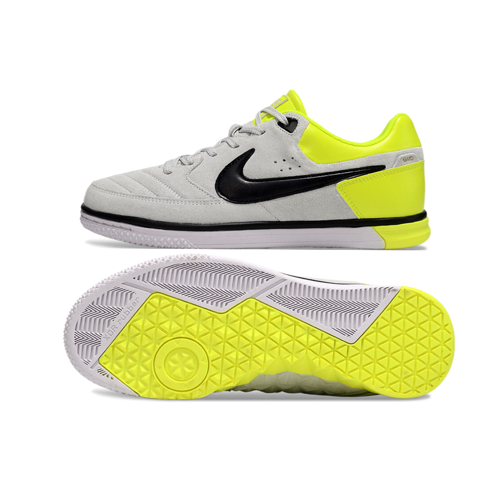 Chuteira Futsal Nike 5 StreetGato IC Cinza e Amarelo
