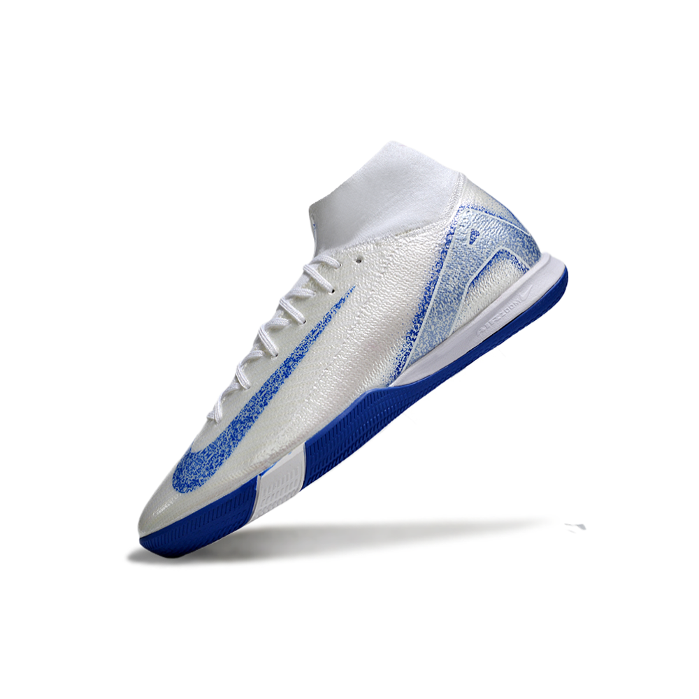 Chuteira Futsal Nike Air Zoom Mercurial Superfly 10 Elite IC Branca e Azul 