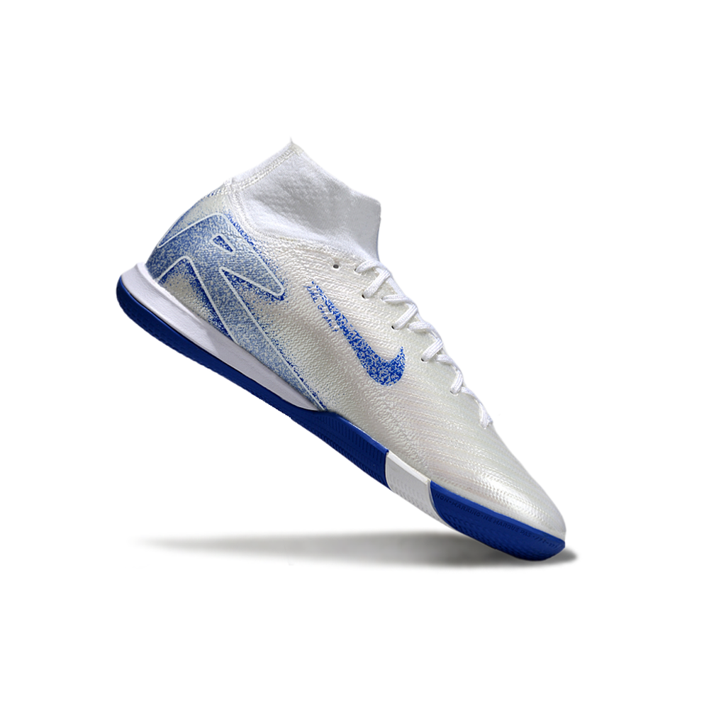 Chuteira Futsal Nike Air Zoom Mercurial Superfly 10 Elite IC Branca e Azul 