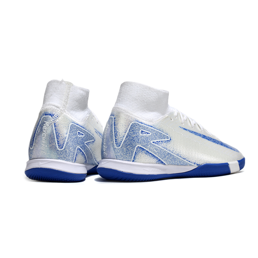 Chuteira Futsal Nike Air Zoom Mercurial Superfly 10 Elite IC Branca e Azul 