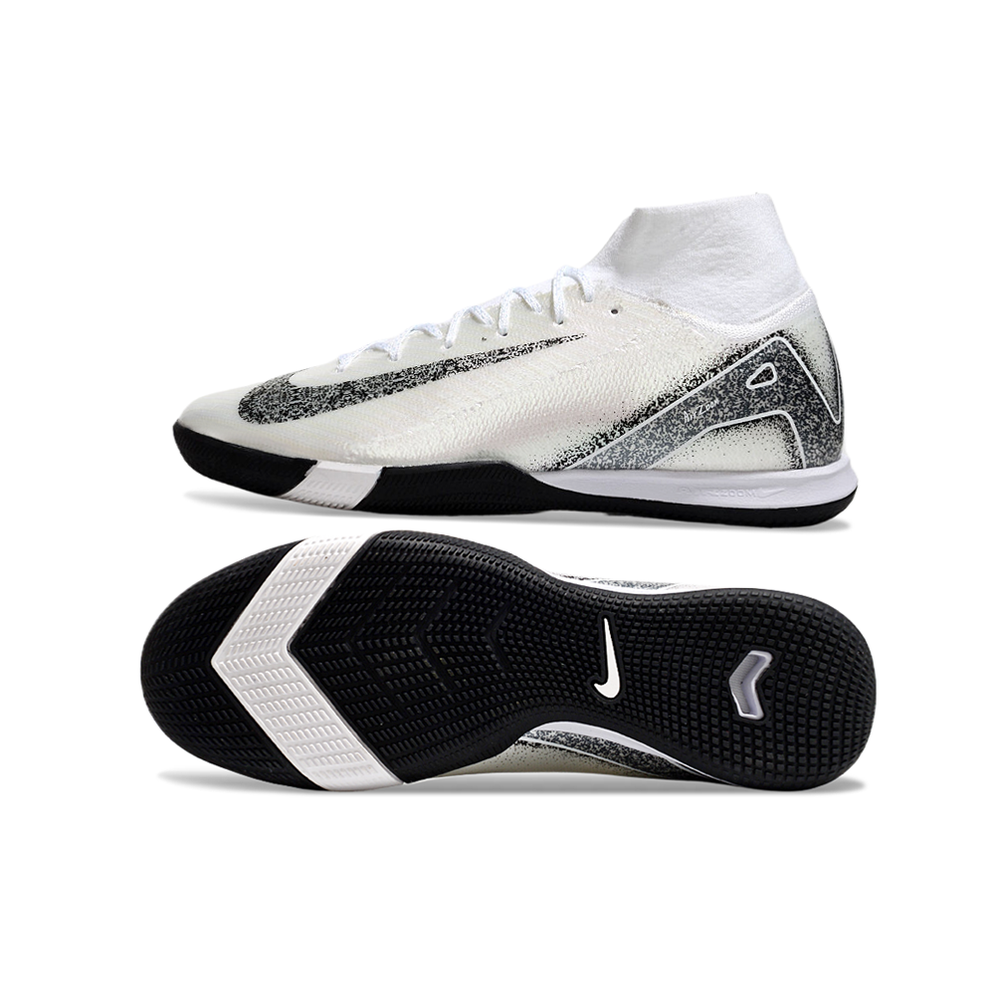 Chuteira Futsal Nike Air Zoom Mercurial Superfly 10 Elite IC Branca e Preta