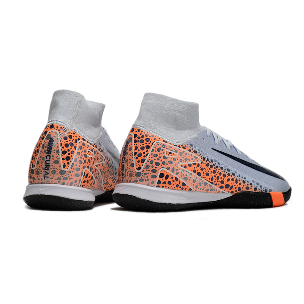 Chuteira Futsal Nike Air Zoom Mercurial Superfly 10 Elite IC Branca, Laranja e Preto