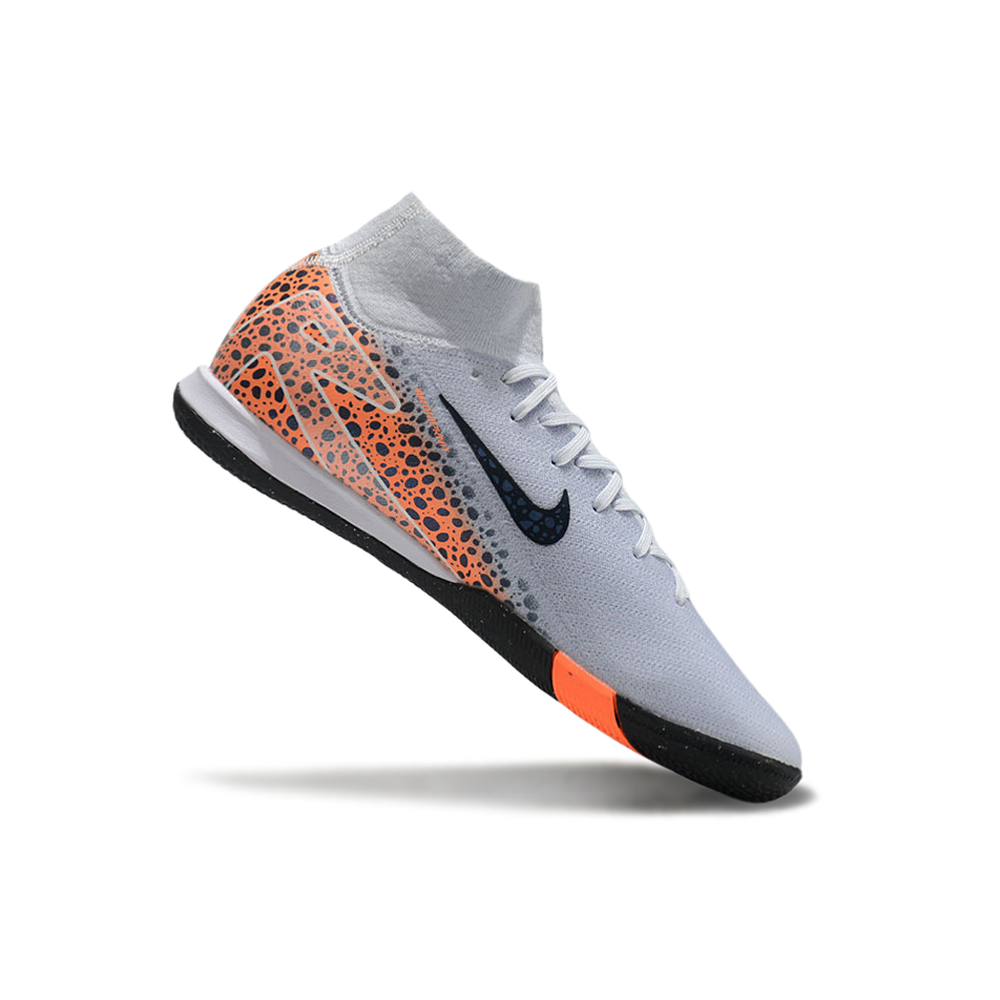 Chuteira Futsal Nike Air Zoom Mercurial Superfly 10 Elite IC Branca, Laranja e Preto
