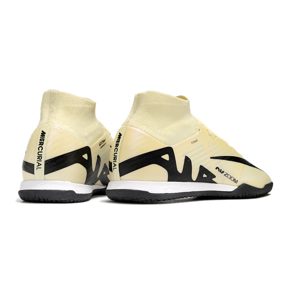 Chuteira Futsal Nike Air Zoom Mercurial Superfly 9 Elite IC Bege e Preta 