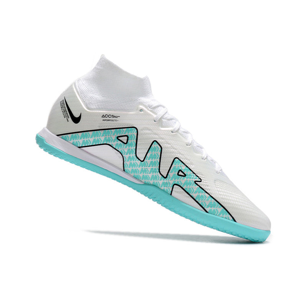 Chuteira Futsal Nike Air Zoom Mercurial Superfly 9 Elite IC Branca e Azul