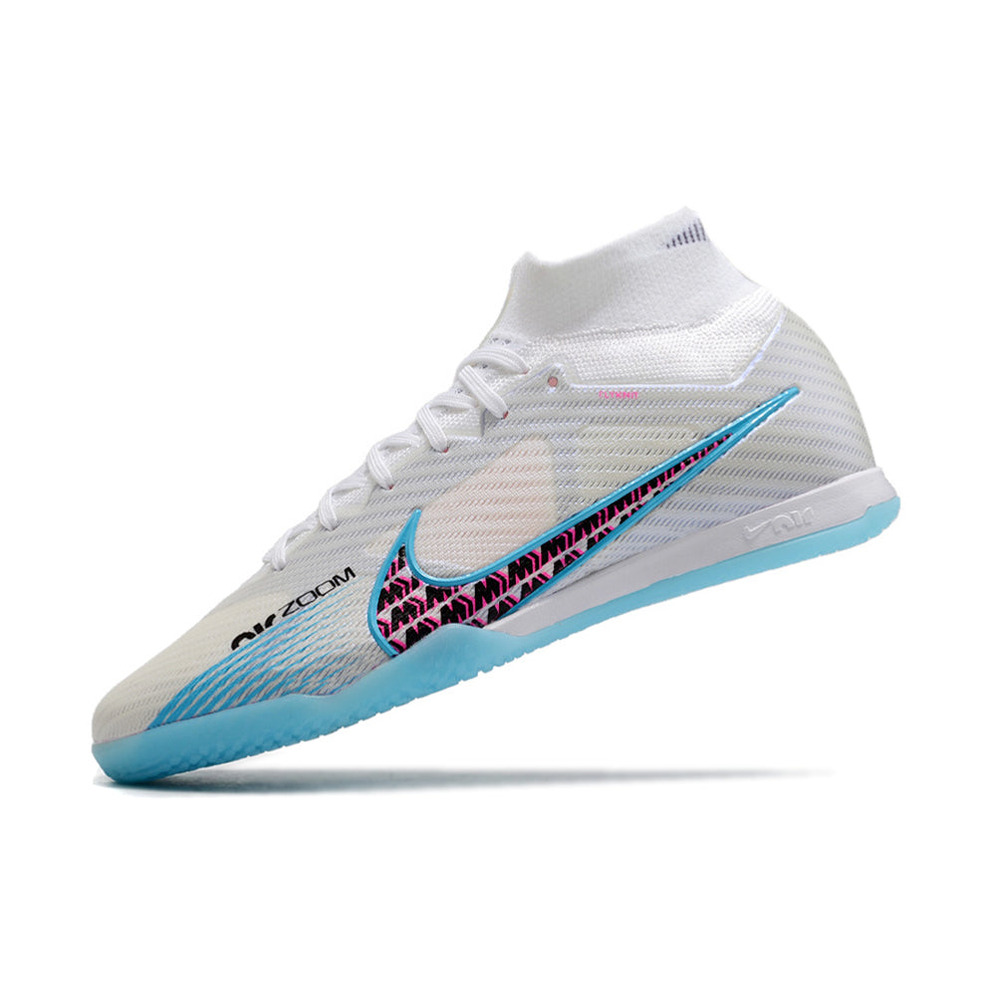 Chuteira Futsal Nike Air Zoom Mercurial Superfly 9 Elite IC Branca e Azul 