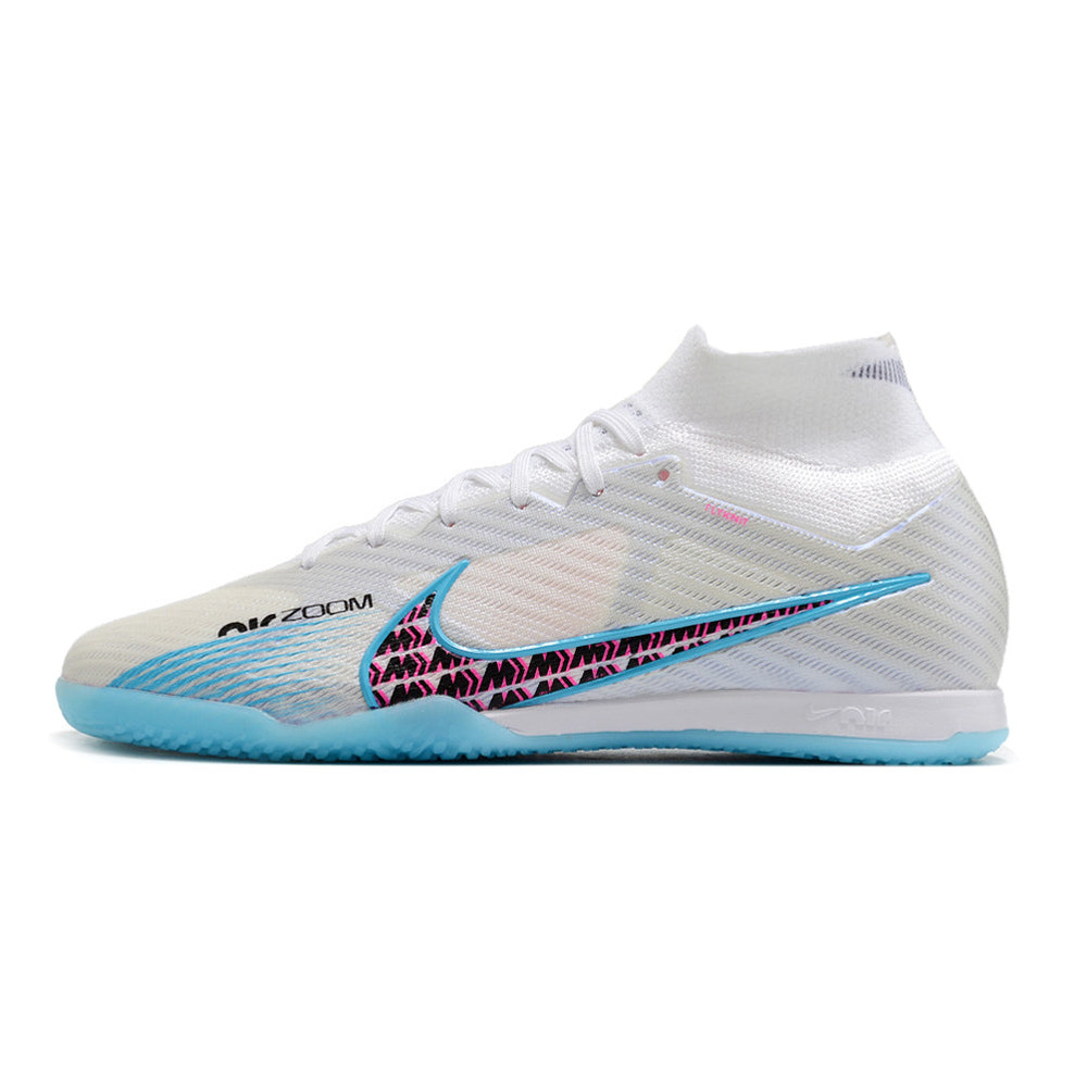 Chuteira Futsal Nike Air Zoom Mercurial Superfly 9 Elite IC Branca e Azul 