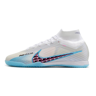 Chuteira Futsal Nike Air Zoom Mercurial Superfly 9 Elite IC Branca e Azul 
