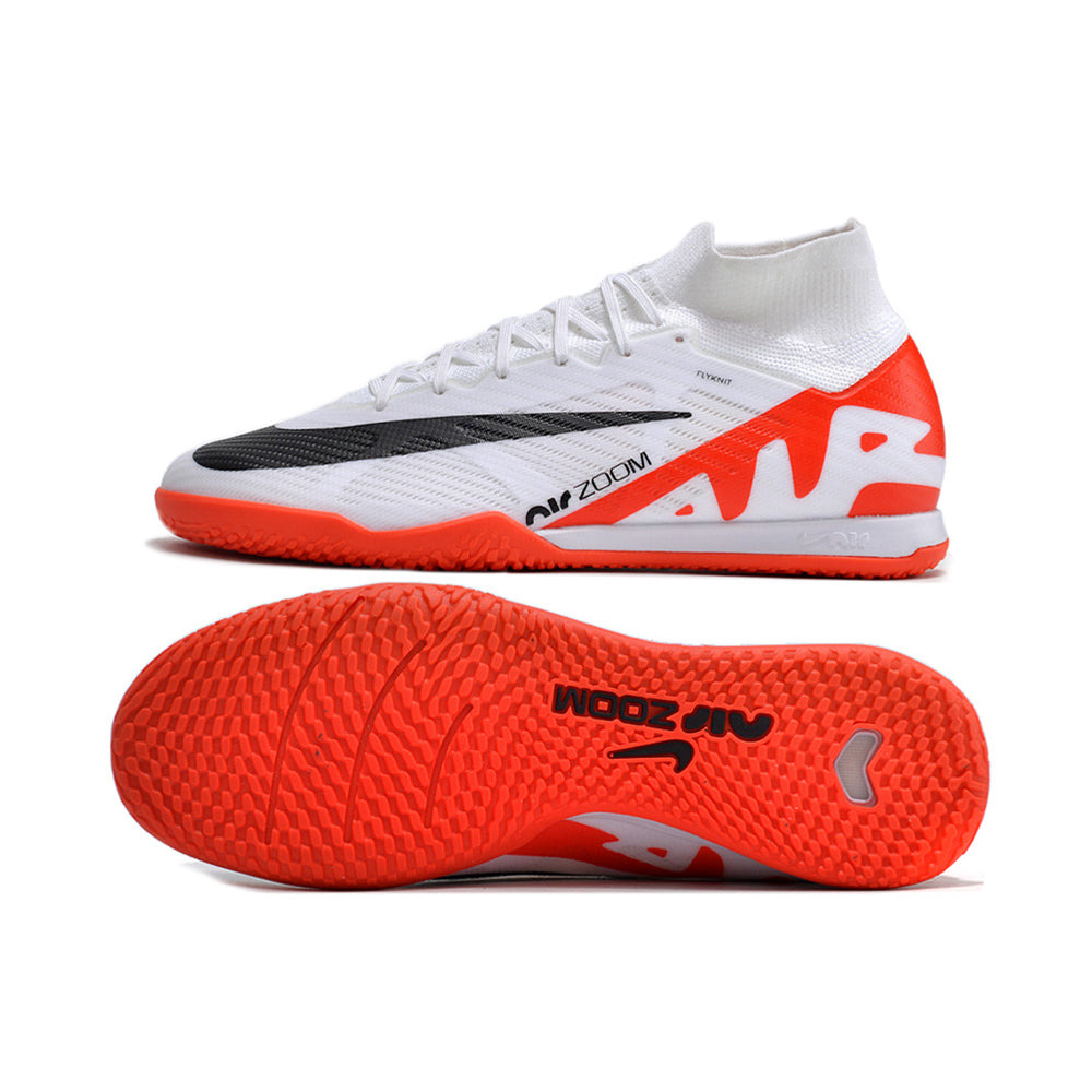 Chuteira Futsal Nike Air Zoom Mercurial Superfly 9 Elite IC Branca e Laranja 