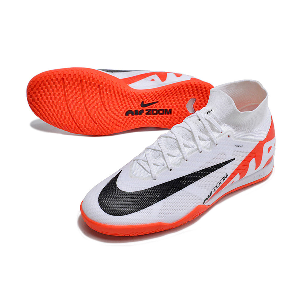 Chuteira Futsal Nike Air Zoom Mercurial Superfly 9 Elite IC Branca e Laranja 