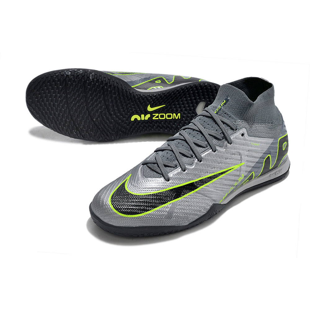 Chuteira Futsal Nike Air Zoom Mercurial Superfly 9 Elite IC Cinza e Verde