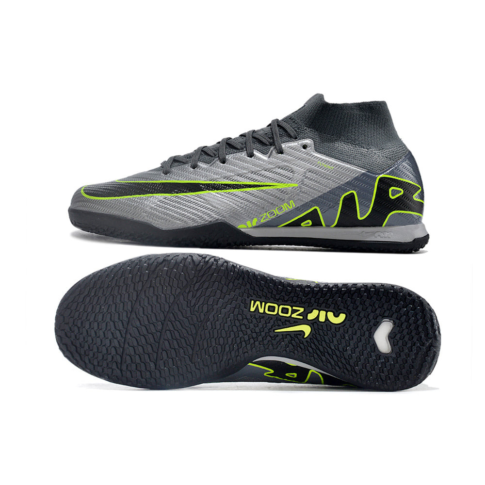 Chuteira Futsal Nike Air Zoom Mercurial Superfly 9 Elite IC Cinza e Verde