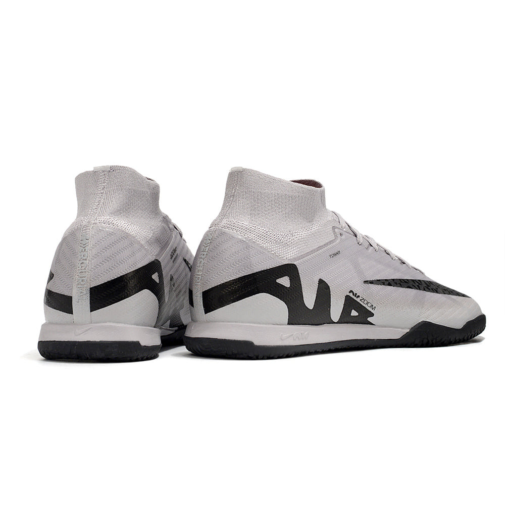 Chuteira Futsal Nike Air Zoom Mercurial Superfly 9 Elite IC Prata e Preta 