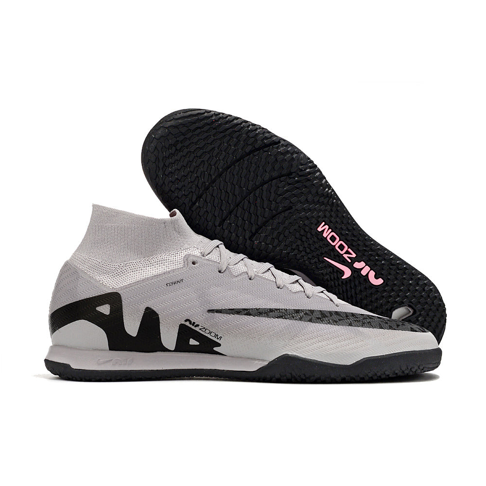 Chuteira Futsal Nike Air Zoom Mercurial Superfly 9 Elite IC Prata e Preta 