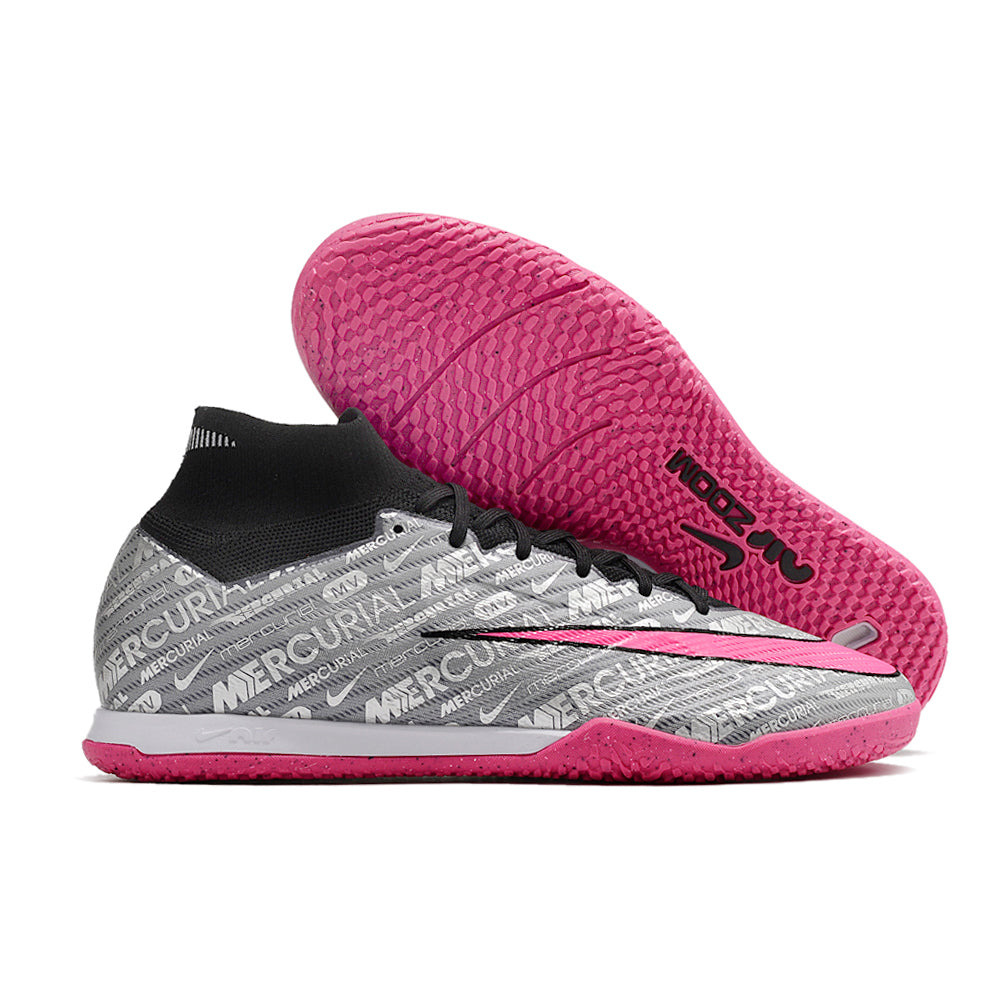 Chuteira Futsal Nike Air Zoom Mercurial Superfly 9 Elite IC Prata e Rosa 