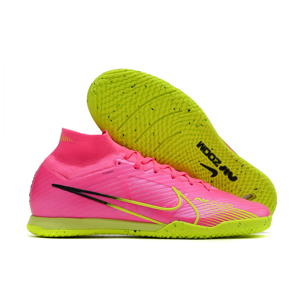 Chuteira Futsal Nike Air Zoom Mercurial Superfly 9 Elite IC Rosa e Verde 