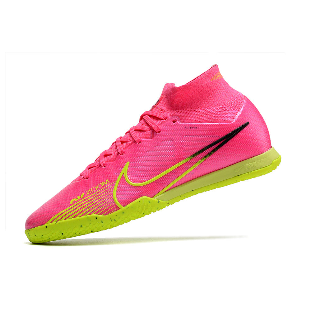 Chuteira Futsal Nike Air Zoom Mercurial Superfly 9 Elite IC Rosa e Verde 