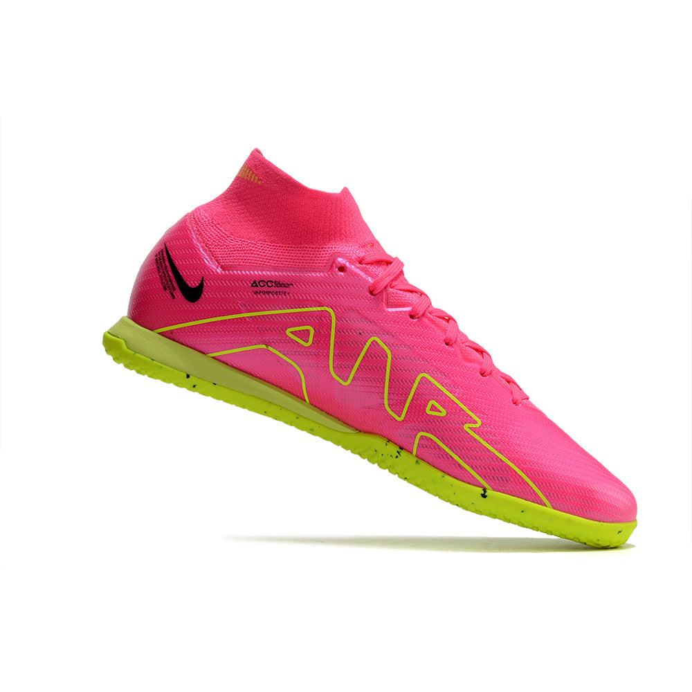 Chuteira Futsal Nike Air Zoom Mercurial Superfly 9 Elite IC Rosa e Verde 