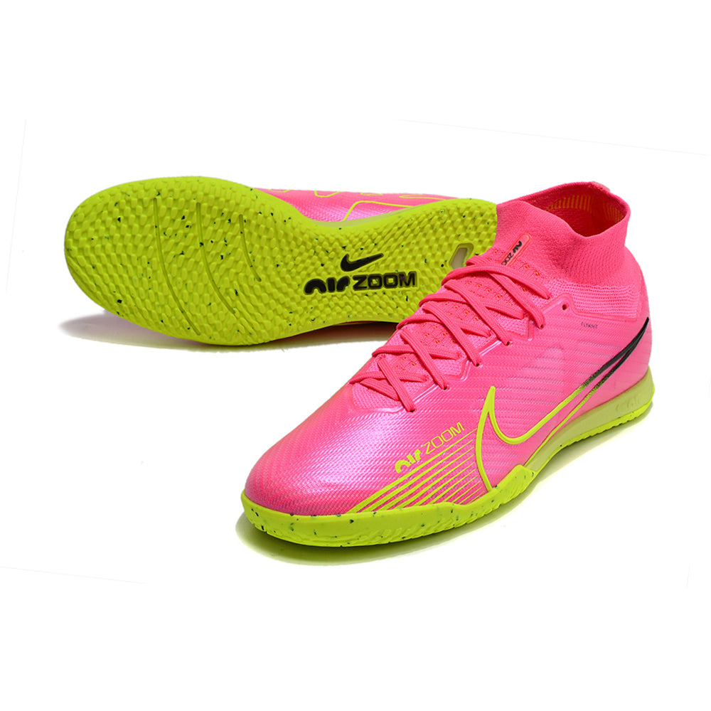 Chuteira Futsal Nike Air Zoom Mercurial Superfly 9 Elite IC Rosa e Verde 