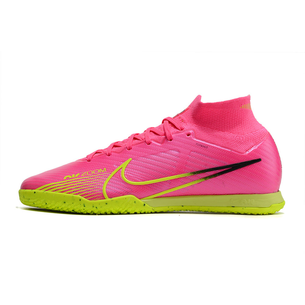 Chuteira Futsal Nike Air Zoom Mercurial Superfly 9 Elite IC Rosa e Verde 
