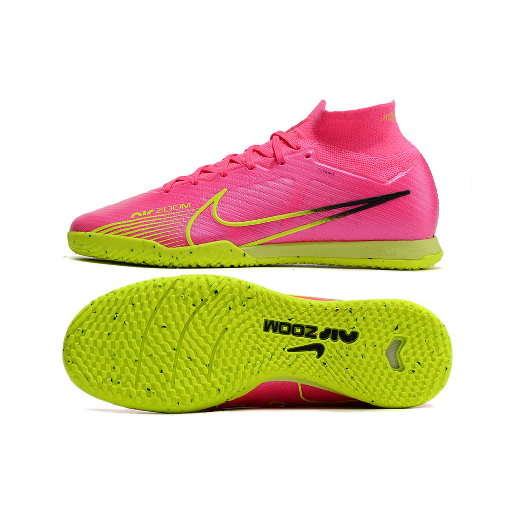 Chuteira Futsal Nike Air Zoom Mercurial Superfly 9 Elite IC Rosa e Verde 