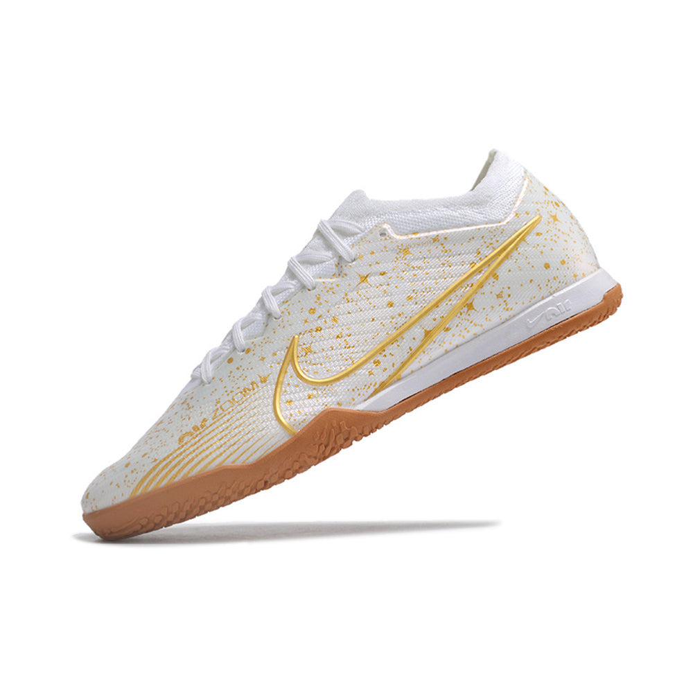 Chuteira Futsal Nike Air Zoom Mercurial Vapor 15 Elite IC Branca e Dourada