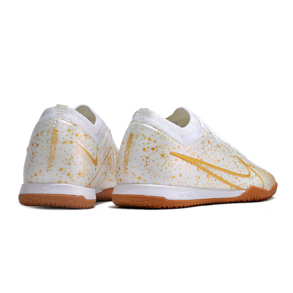 Chuteira Futsal Nike Air Zoom Mercurial Vapor 15 Elite IC Branca e Dourada