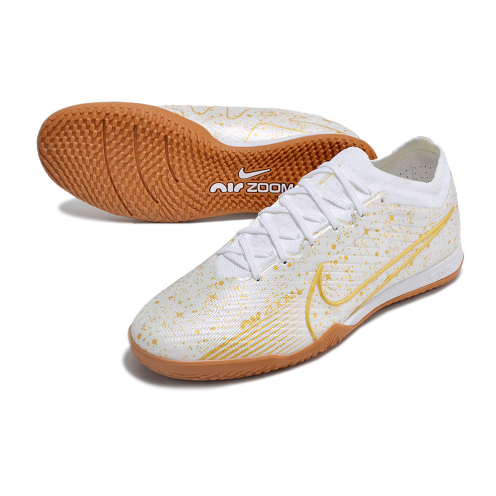 Chuteira Futsal Nike Air Zoom Mercurial Vapor 15 Elite IC Branca e Dourada