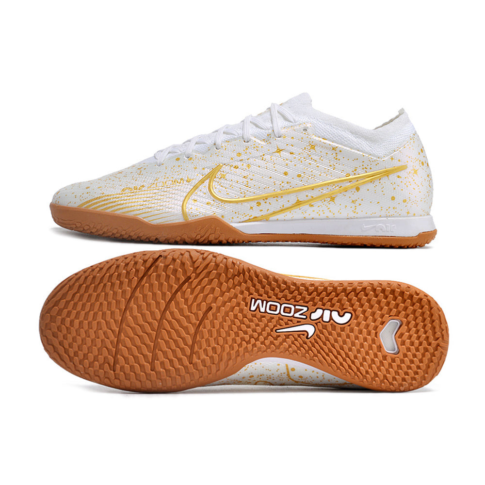 Chuteira Futsal Nike Air Zoom Mercurial Vapor 15 Elite IC Branca e Dourada