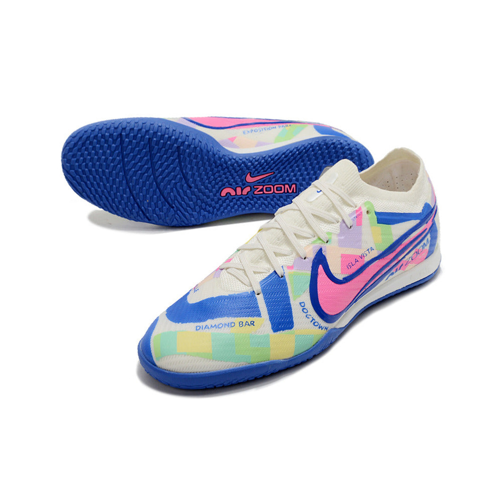Chuteira Futsal Nike Air Zoom Mercurial Vapor 15 Elite IC Branca, Azul e Rosa
