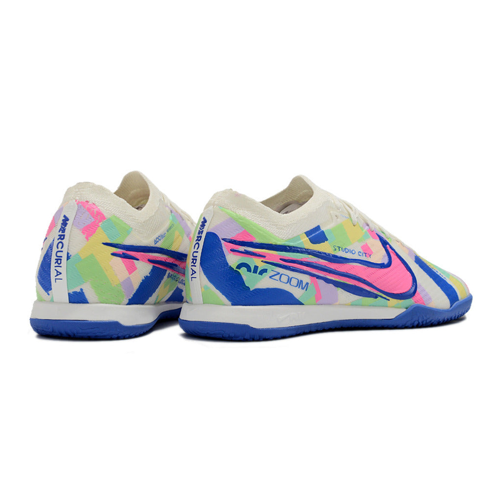 Chuteira Futsal Nike Air Zoom Mercurial Vapor 15 Elite IC Branca, Azul e Rosa