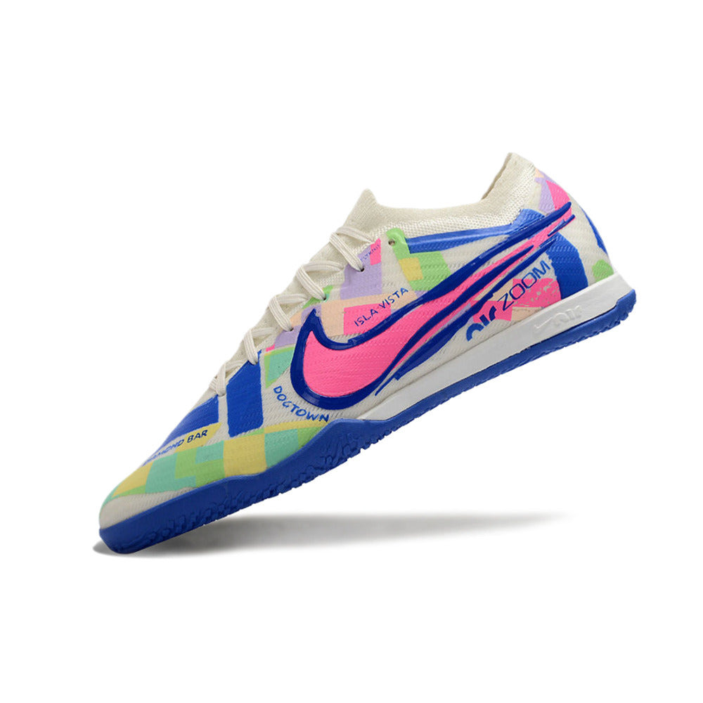Chuteira Futsal Nike Air Zoom Mercurial Vapor 15 Elite IC Branca, Azul e Rosa