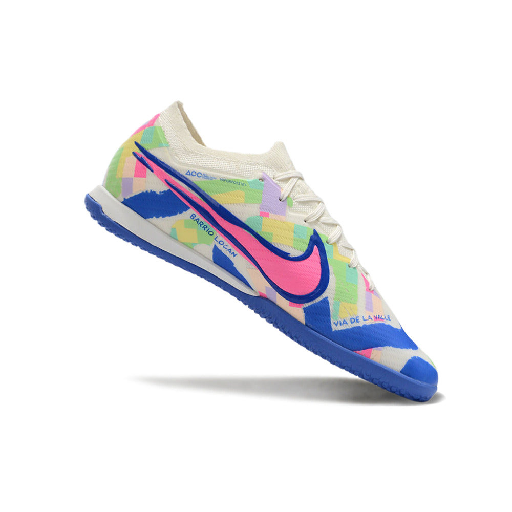 Chuteira Futsal Nike Air Zoom Mercurial Vapor 15 Elite IC Branca, Azul e Rosa