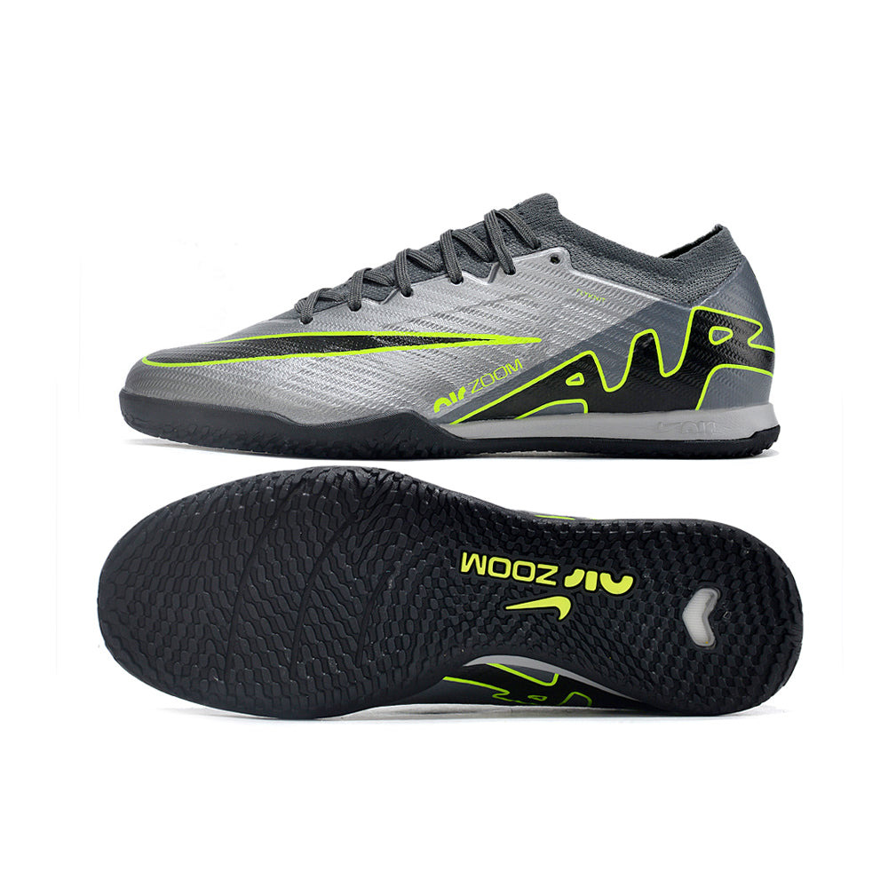 Chuteira Futsal Nike Air Zoom Mercurial Vapor 15 Elite IC Cinza e Verde