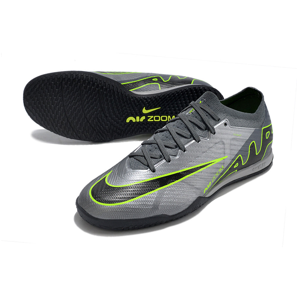 Chuteira Futsal Nike Air Zoom Mercurial Vapor 15 Elite IC Cinza e Verde