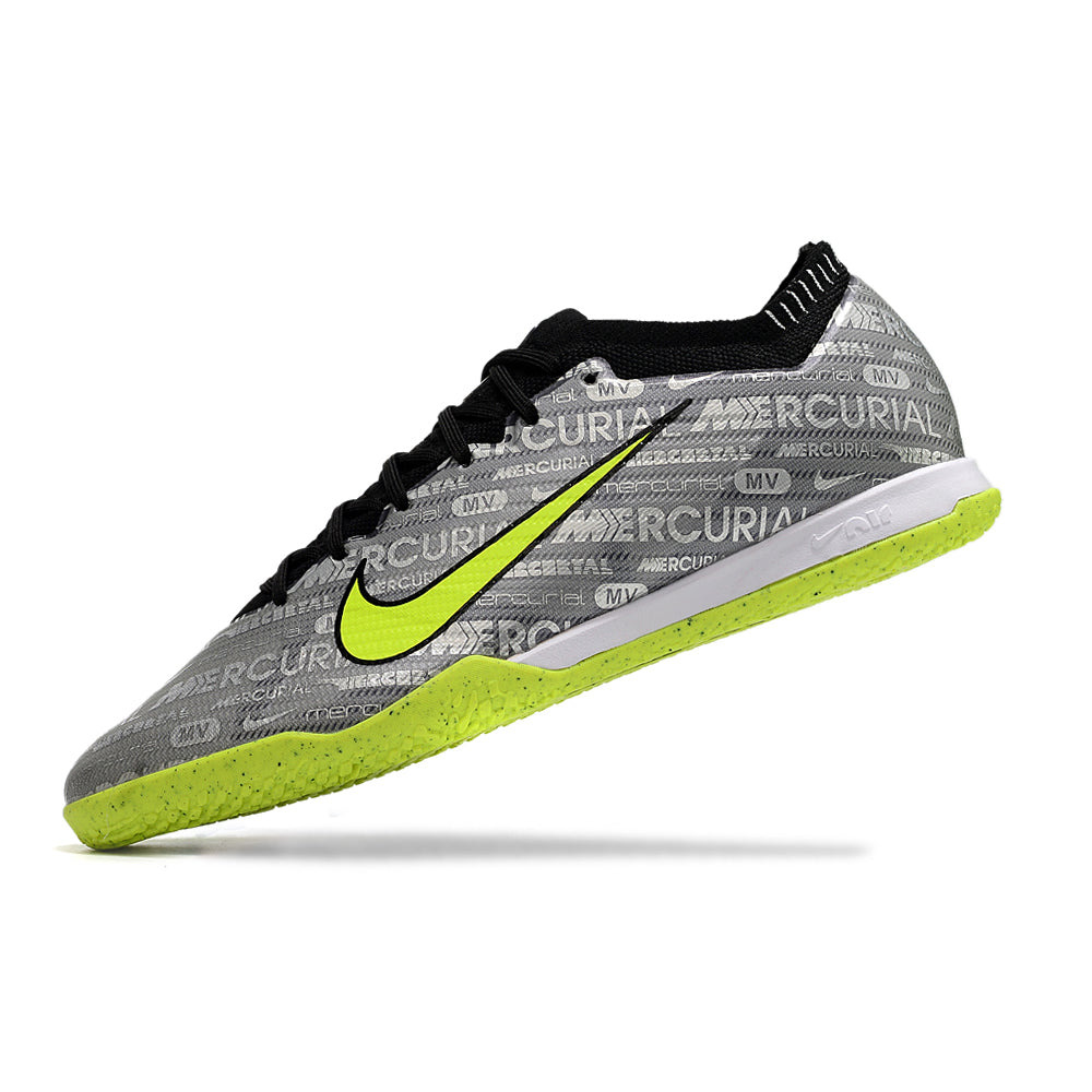 Chuteira Futsal Nike Air Zoom Mercurial Vapor 15 Elite IC Prata e Verde 
