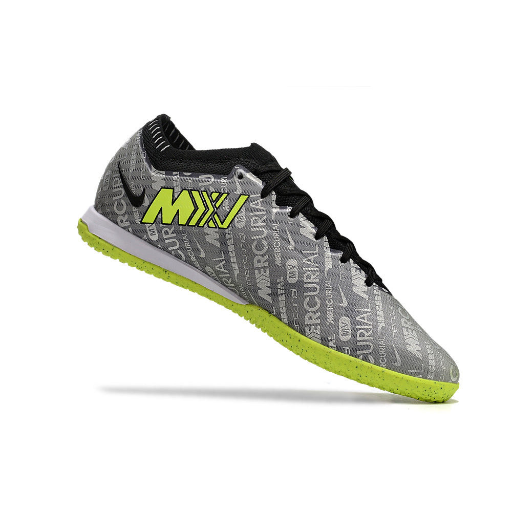 Chuteira Futsal Nike Air Zoom Mercurial Vapor 15 Elite IC Prata e Verde 