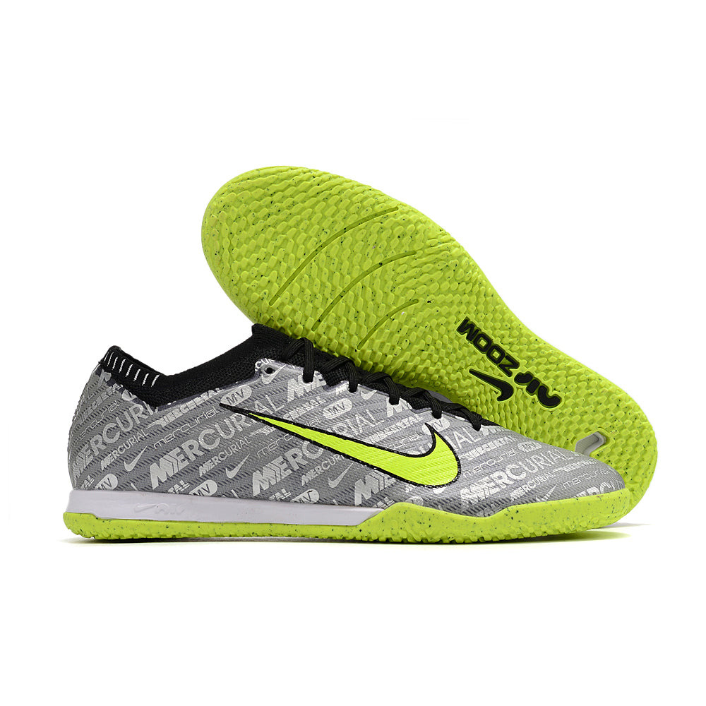 Chuteira Futsal Nike Air Zoom Mercurial Vapor 15 Elite IC Prata e Verde 